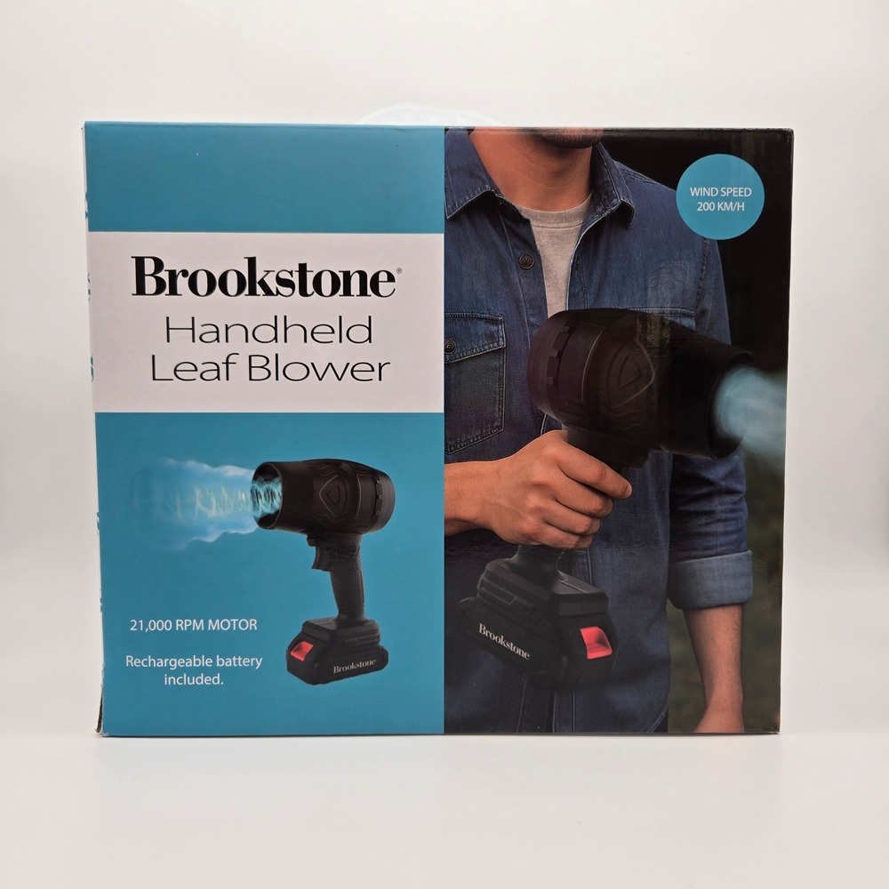 New Brookstone Handheld Leaf Blower Black Cordless 21,000 RPM Motor Rechargeable